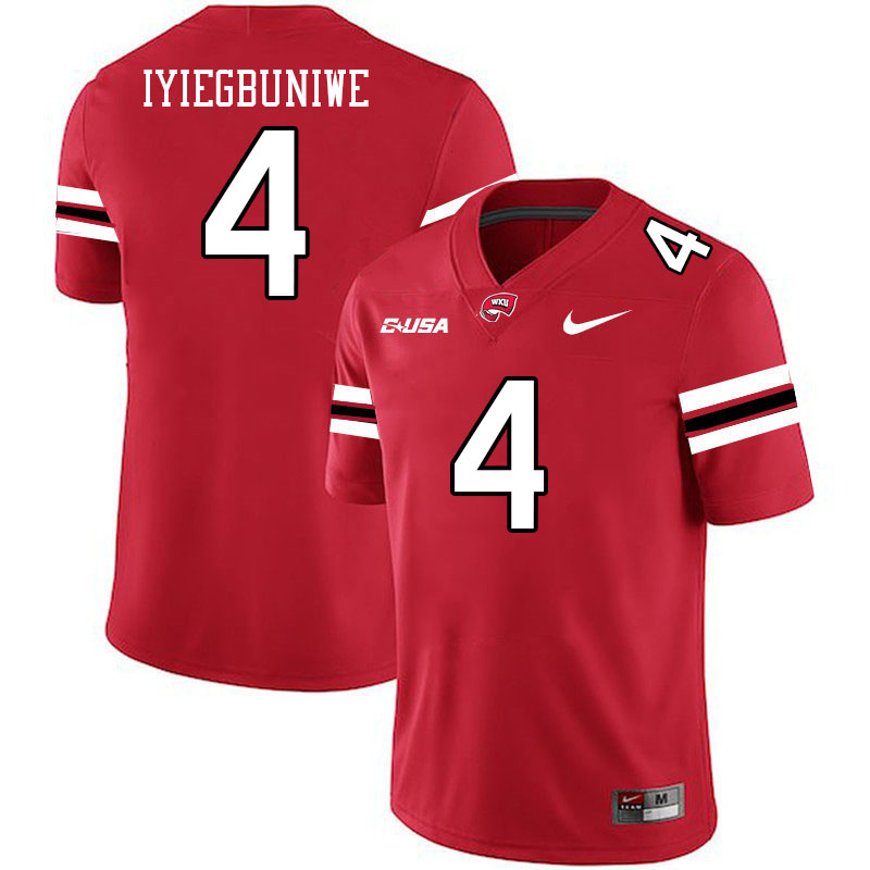 Western Kentucky Hilltoppers #4 Joel Iyiegbuniwe College Football Jerseys Stitched Sale-Red